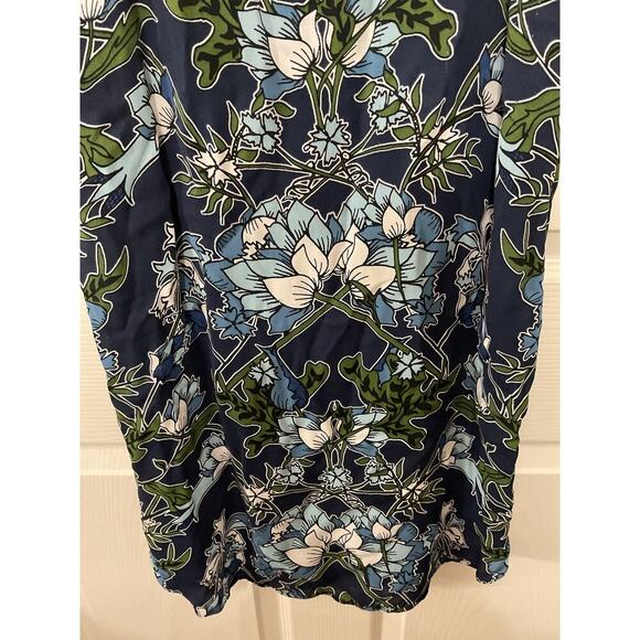 Massimo Dutti Navy Blue Botanical Floral Scoop Neck Shift Dress, 4 - Picture 9 of 12